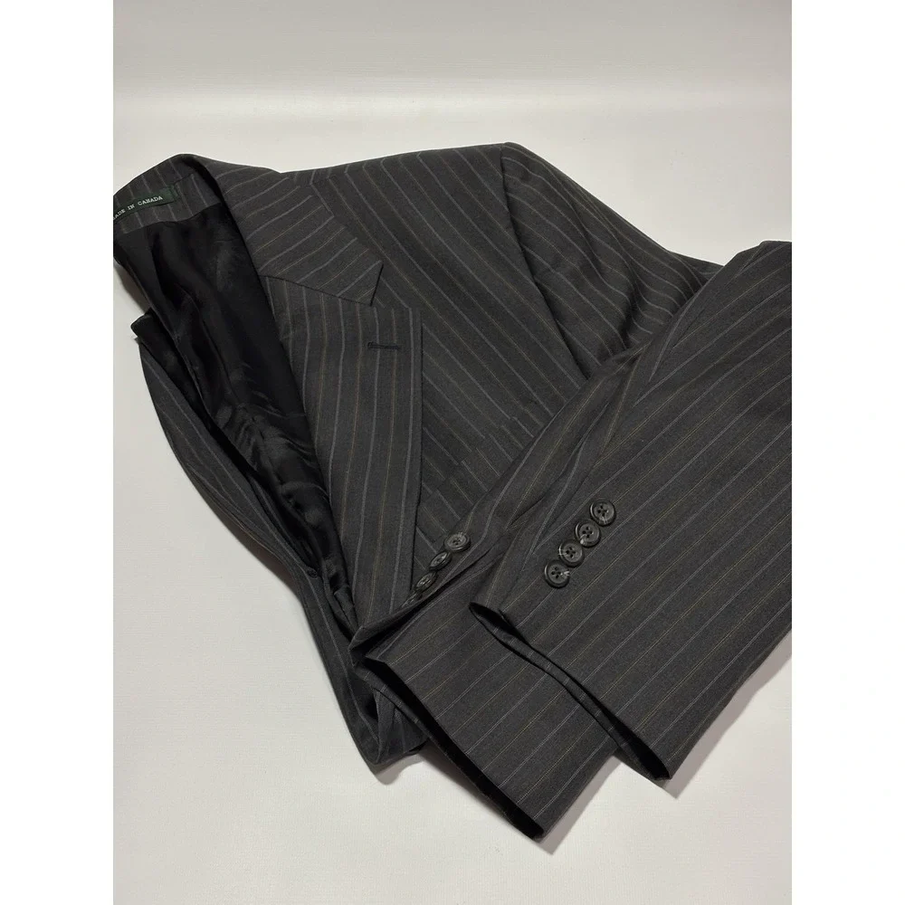 Lauren Ralph Lauren Blazer‎ Mens 40R Grey Pinstripe Wool Two-Button Suit Jacket